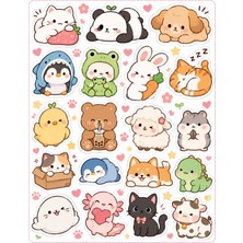 Bsb Sevimli Hayvanlar Sticker Telefon Laptop Notebook Tablet Defter Matara Stiker Etiket ST2885