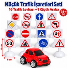 Oyuncak Fabrikası Kutulu Plastik Küçük Trafik Işaretleri Seti 16 Levha ve 1 Araba Anaokulu Kreş Eğitici Oyuncak