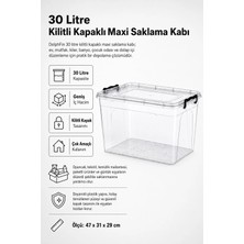 Dolphfin 30 Litre Kilitli Kapaklı Maxi Saklama Kabı Çok Amaçlı Düzenleyici Kutu