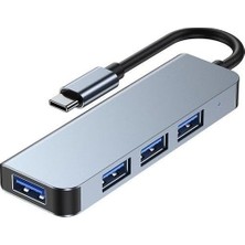 USB ve Type-C 4 In 1 USB 3.0 Hub Alüminyum Gövde USB Çoklayıcı Hub (Type-C Girişli)