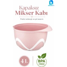 Dolphfin 4 Litre Kapaksız Mikser Kabı Pembe Bpa Içermez Hamur Yoğurma Karıştırma Çırpma Kabı