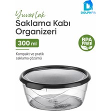 Dolphfin Yuvarlak Saklama Kabı 300 ml 12,5X12,5X5 cm Şeffaf Siyah Kapaklı Bpa Içermez
