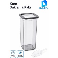 Dolphfin Kare Saklama Kabı Siyah 1900 ml 11 × 11 × 24,5 cm