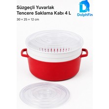 Dolphfin Süzgeçli Yuvarlak Saklama Kabı 4 L Kırmızı Ak 778