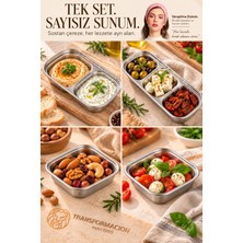 Transformacion 18/10 Çelik 4 Parça Bölmeli Sosluk Çerezlik Sunum Tabağı Seti GÜMÜŞ   723748