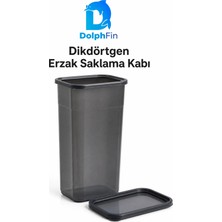 Dolphfin Dikdörtgen Erzak Saklama Kabı Siyah 16 × 11,5 × 28 cm
