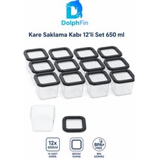 Dolphfin Kare Saklama Kabı 12'li Set 650 ml Siyah