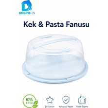 Dolphfin 28 cm Kek Pasta Fanusu Saplı Kilitli Kapaklı Taşıma ve Saklama Kabı