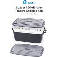 Dolphfin Süzgeçli Dikdörtgen Saklama Kabı Siyah 5 L 34 × 21,5 × 13 cm