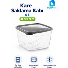 Dolphfin 4 Litre Kapaklı Kare Saklama Kabı Istiflenebilir Bpa Içermez Şeffaf Siyah