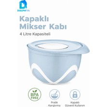 Dolphfin 4 Litre Kapaklı Mikser Kabı Bpa Içermez Sıçratma Önleyici Hamur Yoğurma Kabı