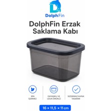 Dolphfin Dikdörtgen Erzak Saklama Kabı 1350 ml Siyah 16 × 11,5 × 11 cm
