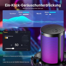 Pc Için USB Mikrofon, Sessiz Düğmeli Rgb Oyun Mikrofonu, Gürültü Önleyici Kondenser Mikrofon, Akış, Podcast, Kayıt, Sohbet Için Kazanç Topuzlu Ps5/ps4