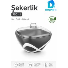 Dolphfin Dolpfin 750 ml Kapaklı Şekerlik Siyah Beyaz Masaüstü Toz ve Küp Şeker Kabı Bpa Içermez