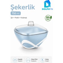 Dolphfin Dolpfin 750 ml Kapaklı Şekerlik Siyah Beyaz Masaüstü Toz ve Küp Şeker Kabı Bpa Içermez