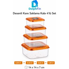 Dolphfin Kare Saklama Kabı 4'lü Set Çok Renkli 14×14×7 cm