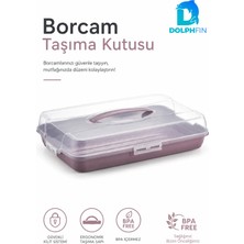 Dolphfin Kapaklı Borcam Taşıma Kutusu Kilitli Saplı Kek Börek Pasta ve Fırın Kabı Taşıma Kabı