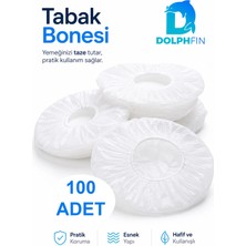 Dolphfin Lastikli Tabak Bonesi Şeffaf Elastik Yiyecek Koruma Örtüsü Tabak Kapatma Bonesi 100 Adet