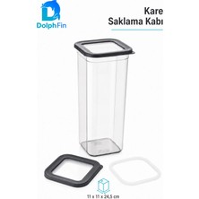 Dolphfin Kare Saklama Kabı 1900 ml Siyah 11 x 11 x 24,5 cm
