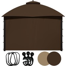 Gazebo Yan Duvar Değiştirme, 10X10 Dış Mekan Gazebos Için Uygun, 7,3ft Yükseklik, Sadece 1 Panel Yan Duvar, Kahverengi