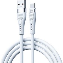 66W Type-C Hızlı Şarj ve Data Kablosu 1.3m Beyaz AZ-B02A