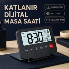 Rey Point Katlanır 10X8 cm Seyahat ve Çalar Masa Saati Takvim Sıcaklık Ekranı