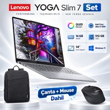 Lenovo Yoga Slim 7 Core Ultra 5 125H 16GB 512GB SSD 14" W11 + Lenovo Çanta + Logitech Silent Mouse Hediyeli