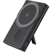 20000 Mah Powerbank, Kablosuz Şarj, 22.5W Hızlı Şarj, USB ve Type-C, Siyah