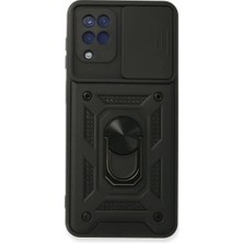 Zenviaa Mey Ithalat® Samsung Galaxy A22 Kılıf Pars Lens Yüzüklü Silikon - Siyah ZNV20296545