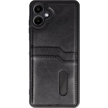 Zenviaa Mey Ithalat® Samsung Galaxy A06 Kılıf Sara Kartvizitli Deri Kılıf - Siyah ZNV20296545