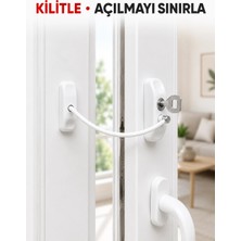 Zenviaa Mey Ithalat® Pencere Açılma Emniyet Kilidi Beyaz Kablolu Anahtarlı Çocuk Güvenlik Apa