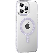 Zenviaa Mey Ithalat®   iPhone 15 Pro Move Taşlı Magsafe Kapak - Lila ZNV20296545
