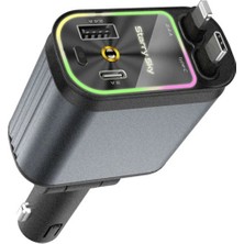 Efnaz Style 4’ü 1 Arada Çift USB Bağlantı Çakmaklık, Type-C Hızlı Şarjlı 66W,GERI Çekilebilir Araç Telefon Şarj Cihazı