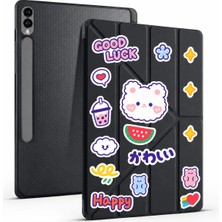 Samsung Galaxy Tab S9 Fe Plus / S9 Plus / S10 Plus Uyumlu Kalem Bölmeli Kawaii Origami Standlı Uyuku Modlu Tablet Kılıfı