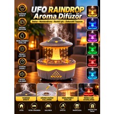 Azurtech Ufo Raindrop Aroma Difüzör Renkli Işıklı Buhar Makinesi Nemlendirici Koku Difüzörü