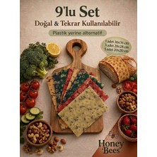 Home 9'lu Set Balmumu Kumaş Ambalaj Bezi - Papatya Desenli Yıkanabilir Doğal & Tekrar Kullanılabilir Gıda Saklama Örtüsü
