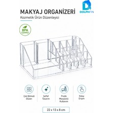 Dolphfin Şeffaf Makyaj Organizeri Çok Bölmeli Rujluk Masaüstü Kozmetik Düzenleyici