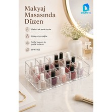 Dolphfin Oje Düzenleyici Şeffaf Plastik Makyaj Kozmetik Ruj Takı Organizeri 22X13X6 cm