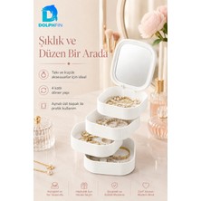 Dolphfin Aynalı 4 Katlı Kare Makyaj ve Kozmetik Organizer Banyo Dolap Düzenleyici
