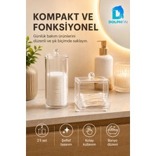 Dolphfin 2’li Şeffaf Makyaj Organizer Seti Pamuk ve Kulak Çubuğu Saklama Kutus