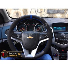 Hasakman Opel Mokka A Dikme Direksiyon Kılıfı Alcantara Süet Mat Karbon Mavi Yüzük ve Dikiş 2012-2016