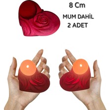 Salıncak Kına El Mumluğu Kırmızı Kalp Gül Figür Düğün Nedime Bride ( 8 Cm)