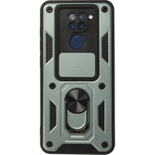 Redmi Note 9 Kılıf Pars Lens Yüzüklü Silikon - Yeşil