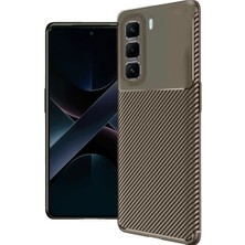 Infinix Hot 50 4g Kılıf Auto Focus Karbon Kapak - Kahverengi