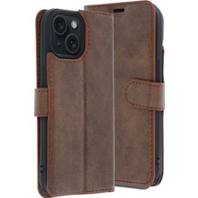 iPhone 15 Trend S Plus Kapaklı Kılıf - Taba