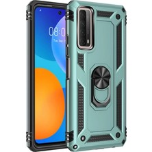 Huawei P Smart 2021 Kılıf Sofya Yüzüklü Silikon Kapak - Yeşil