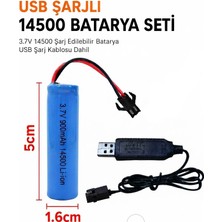 BMS Korumalı Orion Uzaktan Kumandalı Oyuncak Araba Pili 3.7V. 14500 (Aa Pil Boyutunda) Li-On Siyah Soketli Yanında Şarj Kablosu