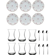 Merfi Store 18 Parça Pembe Hercai Mineli Acem Çay Bardağı Takımı Seti 869523635238582522AYBABASTORE