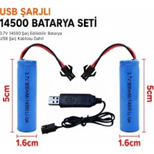 Orion Mamshop 2 Adet Uzaktan Kumandalı Araba Pili 3.7 Volt 900 Mah 14500 Li-Ion 2 Pinli Siyah Soketli BMS Korumalı ve Yanında Şarj Kablosu