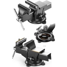 Merfi Store Alman Modeli Pro Çelik Kol 100 mm 4" 360" Dönerli Taban Dövme Çelik Sabit Tezgah Masa Mengenesi